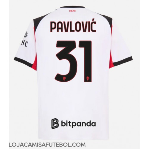 Camisa de Futebol AC Milan Strahinja Pavlovic #31 Equipamento Secundário 2025-26 Manga Curta